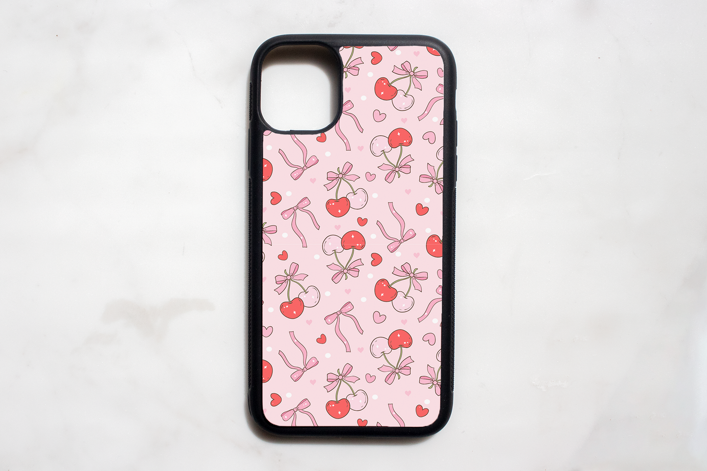 Pink Cherries and Bows Phone Cases, 7 7+ 8 8+ Se XR X XS Max 11 Pro Max 12 Pro Max Mini, 13, 13 Pro
