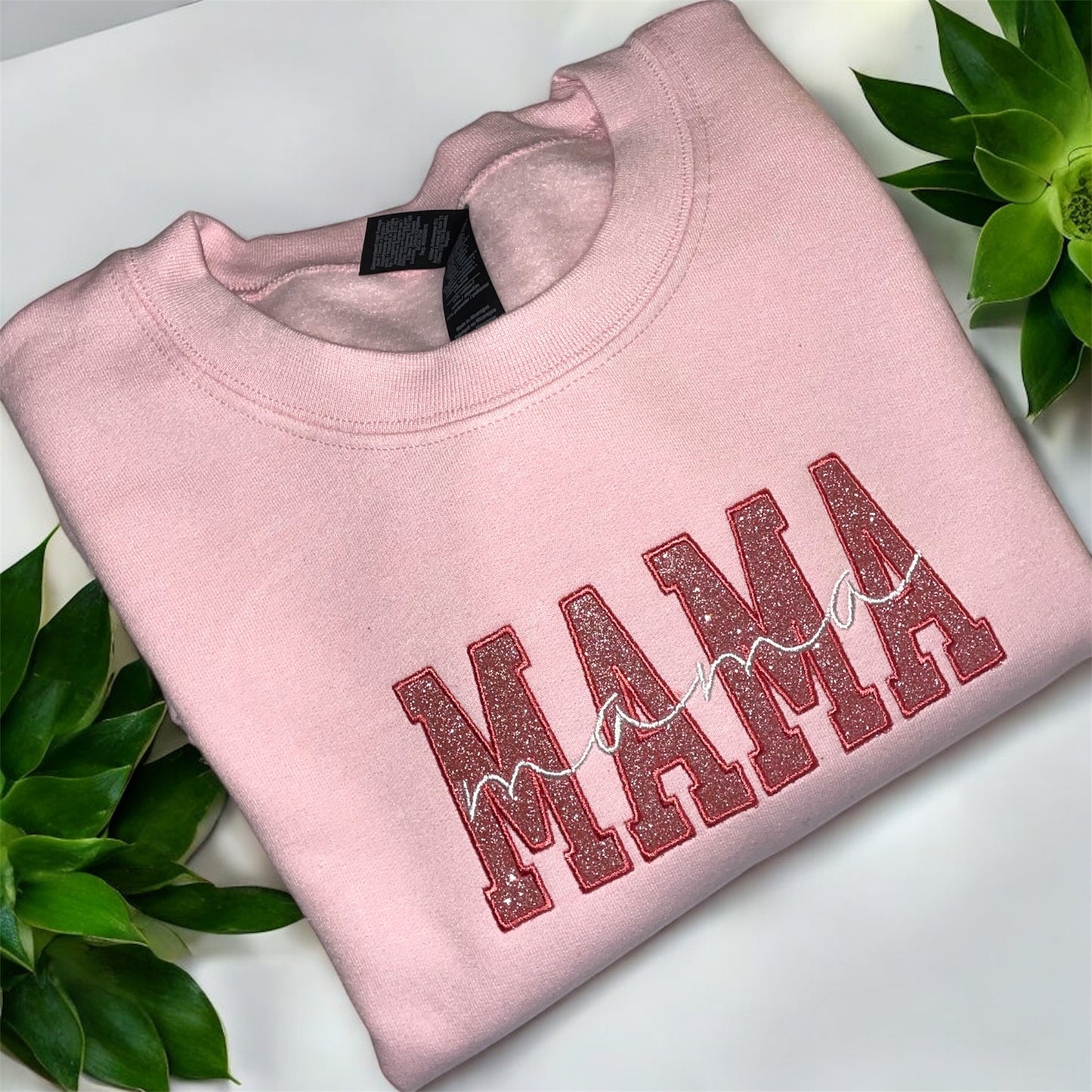 Mama Applique Embroidery Glitter Sweatshirt | Mother's Day Gift Idea | New Mom