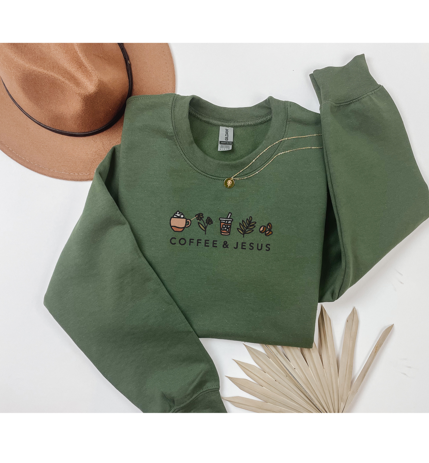 Coffee & Jesus Embroidered Crewneck