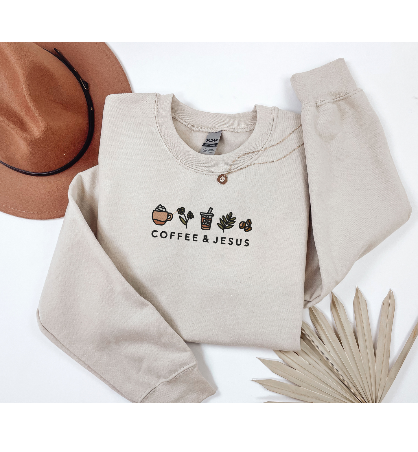 Coffee & Jesus Embroidered Crewneck