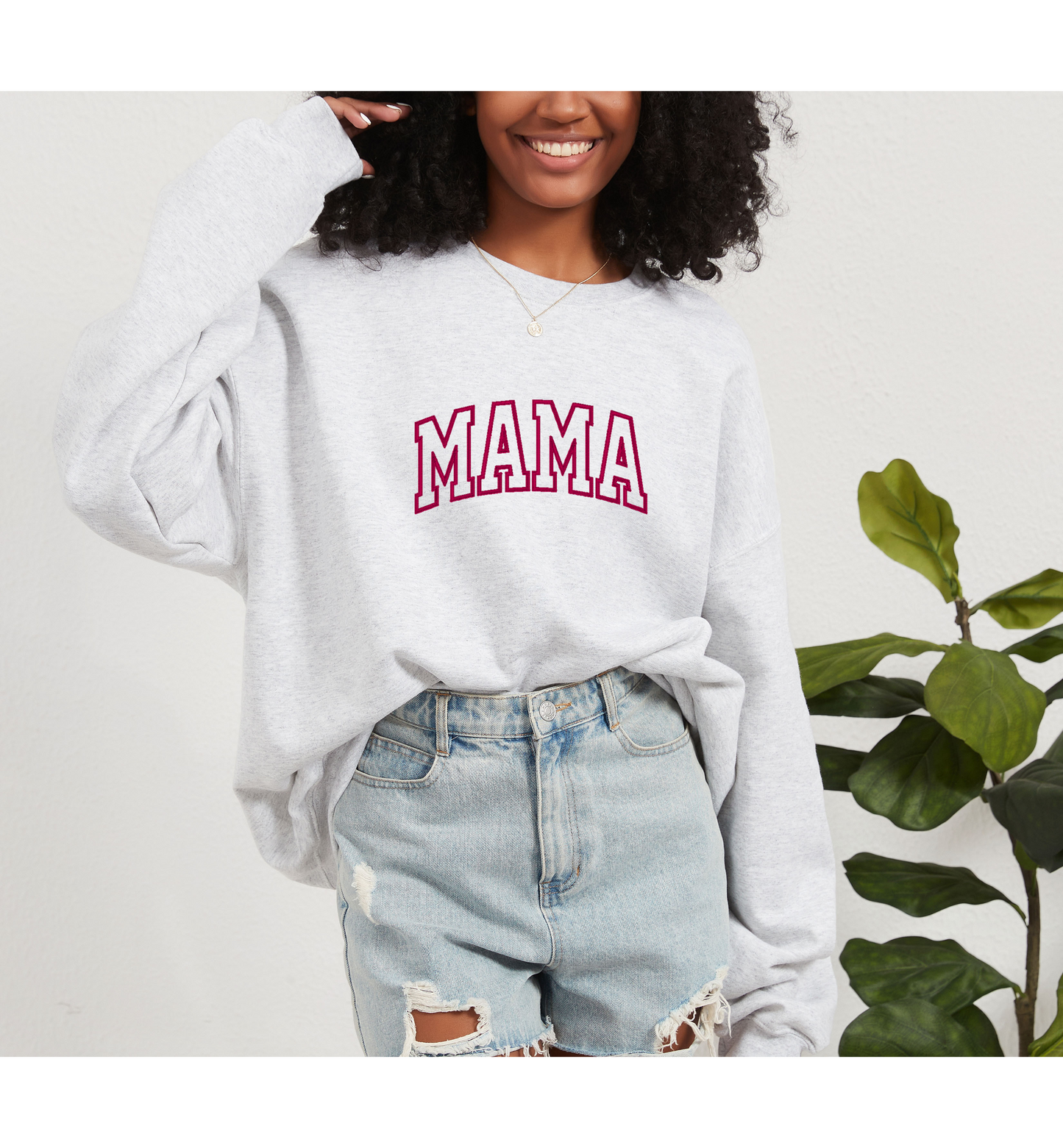 Mama Applique Sweatshirt Embroidery