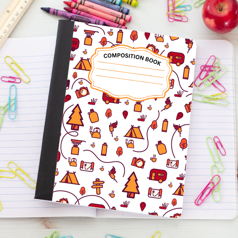 Camp Outdoors DIY Composition Notebook Sticker Covers