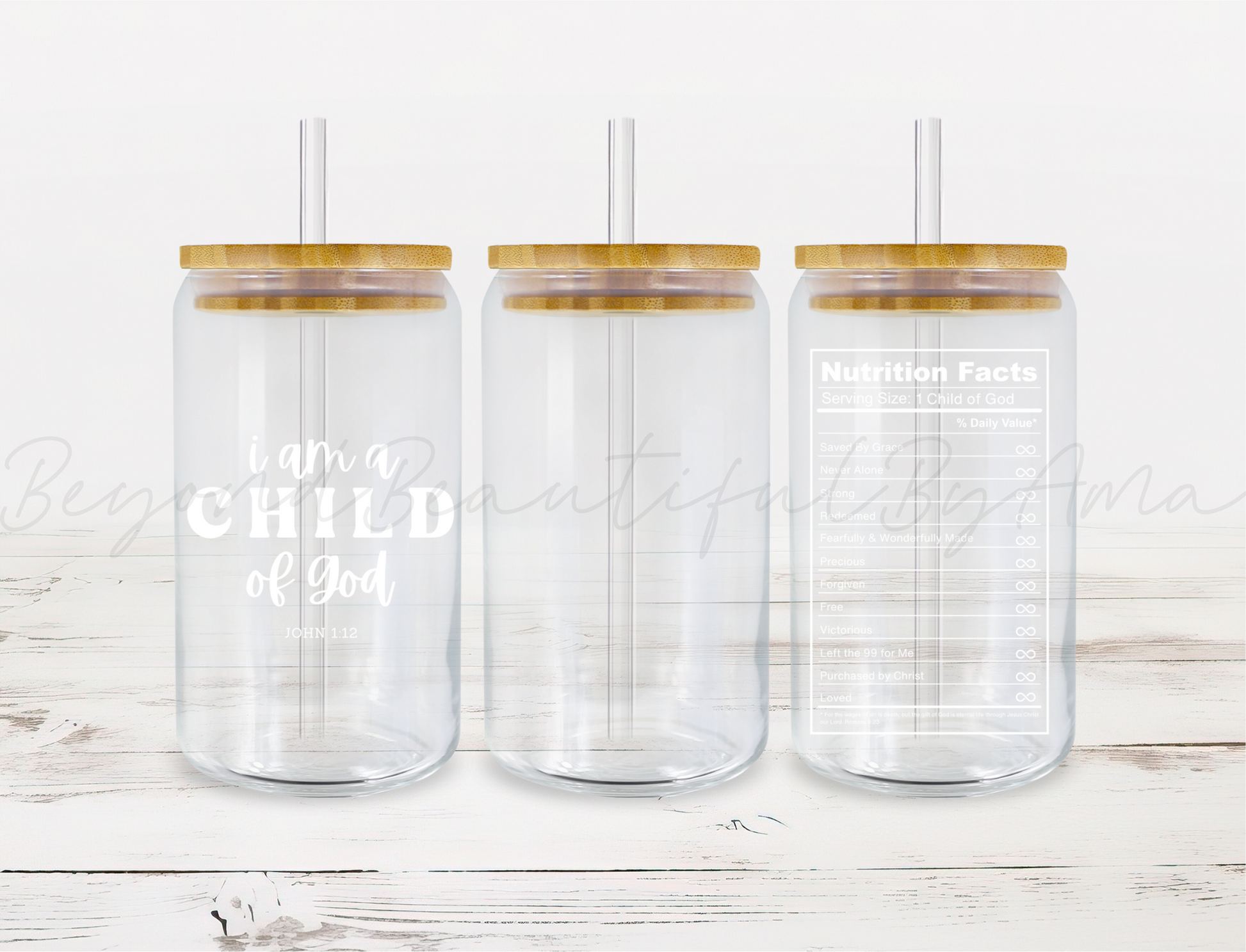 Child of God Tumbler full wrap design in white