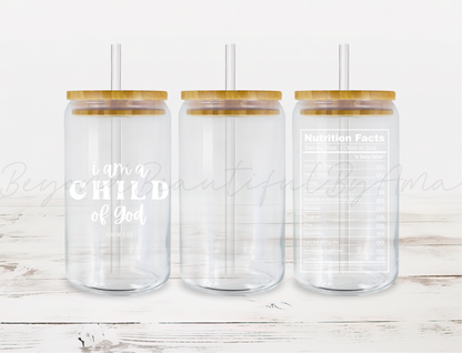 Child of God Tumbler full wrap design in white