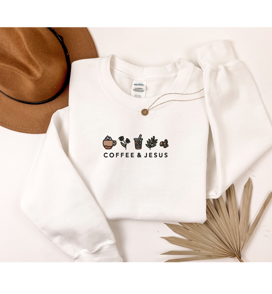 Coffee & Jesus White Sweatshirt