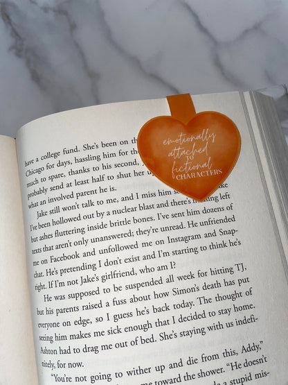 Orange Emotional Attached to Fictional Characters Magnetic Bookmark  