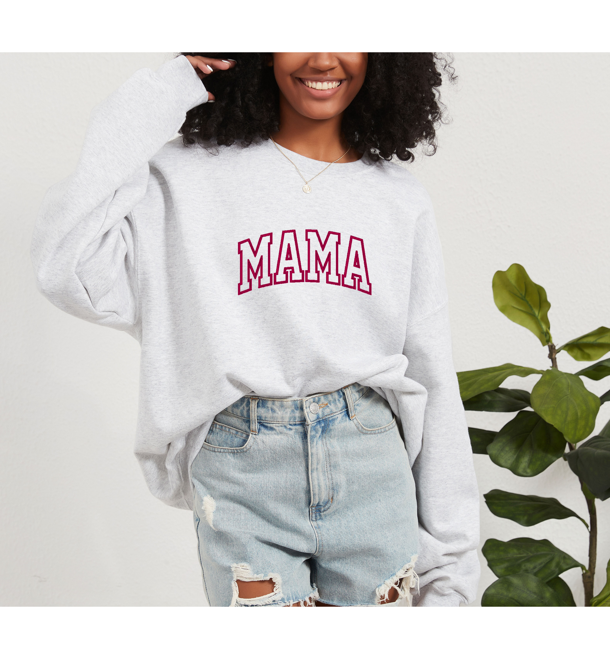 Mama Applique Sweatshirt Embroidery 