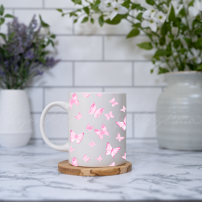 Pink Butterfly Ceramic Mug