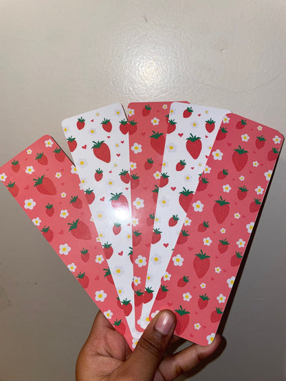 Flowers and Strawberries Bookmark