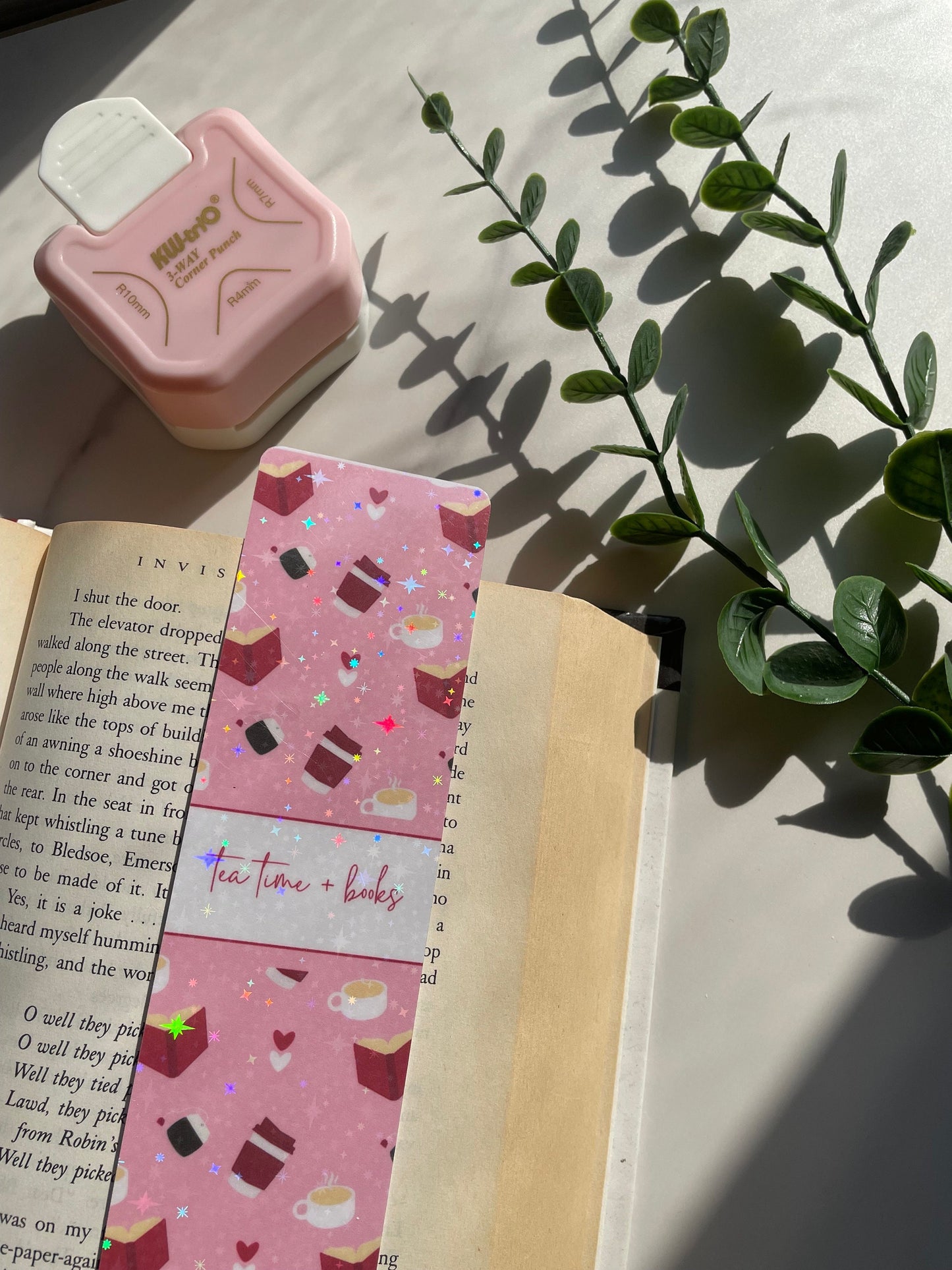 Tea Time & Books Bookmark | Book Lover Bookmark | Cute Holographic Bookmark | Reading Challenge | Bookish Gift