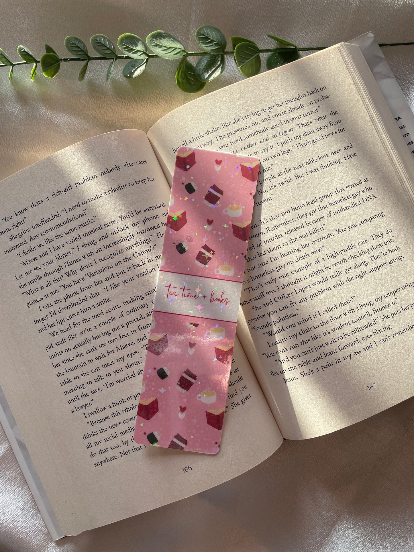 Tea Time & Books Bookmark | Book Lover Bookmark | Cute Holographic Bookmark | Reading Challenge | Bookish Gift