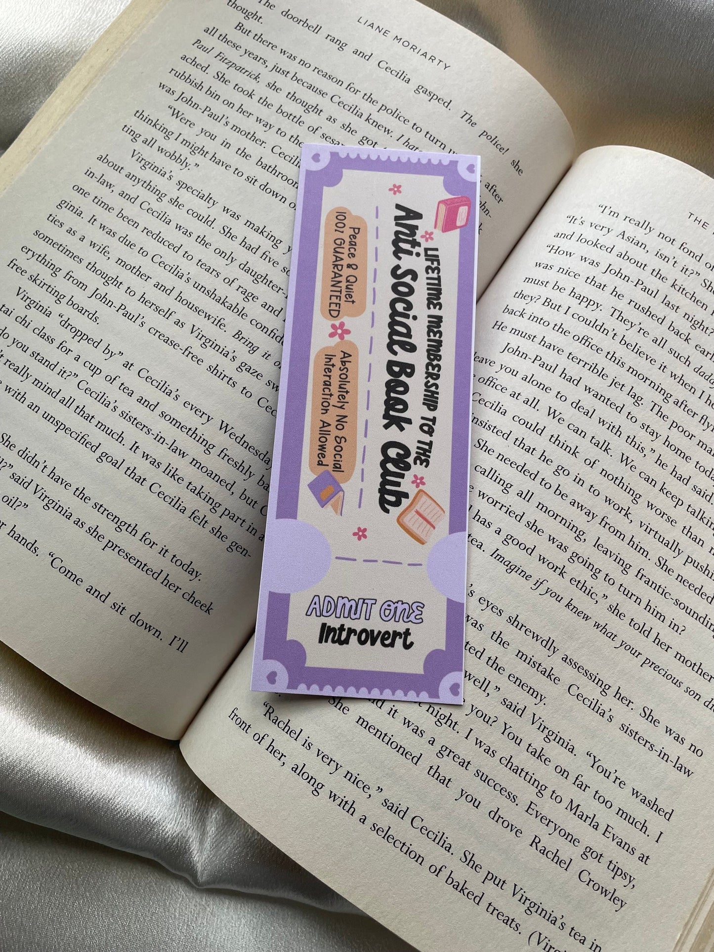 The Anti Social Book Club Bookmark | Book Lover | Cute Bookmark | Page Marker | Bookish Gift | Book Worm | Bookmark Ticket | Female Bookclub