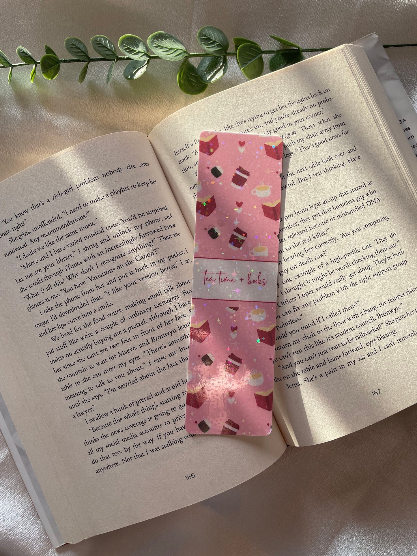 Tea Time & Books Bookmark | Book Lover Bookmark | Cute Holographic Bookmark | Reading Challenge | Bookish Gift